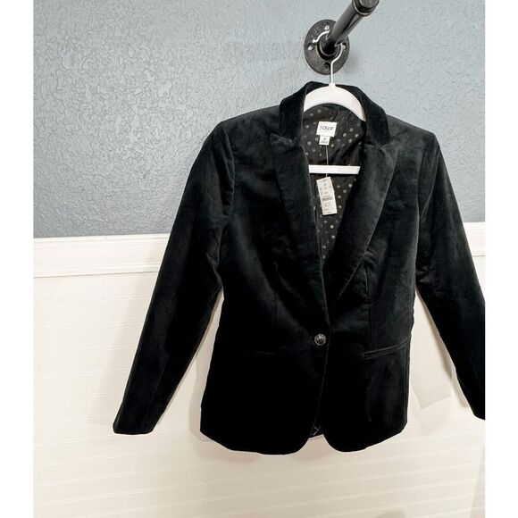 J. Crew Velveteen One-Button Black Blazer - Picture 2 of 6